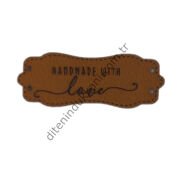 Deri Etiket - Handmade with Love - 20 Adet